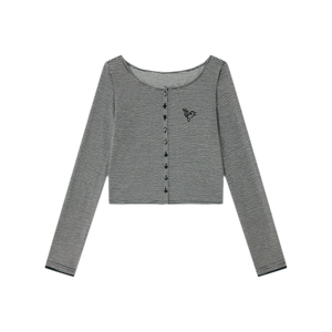 Black and White Striped Cardigan / S