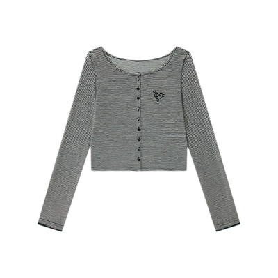 Black and White Striped Cardigan / S