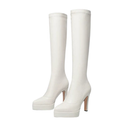 Pointed-Toe Stretch Tall Boots