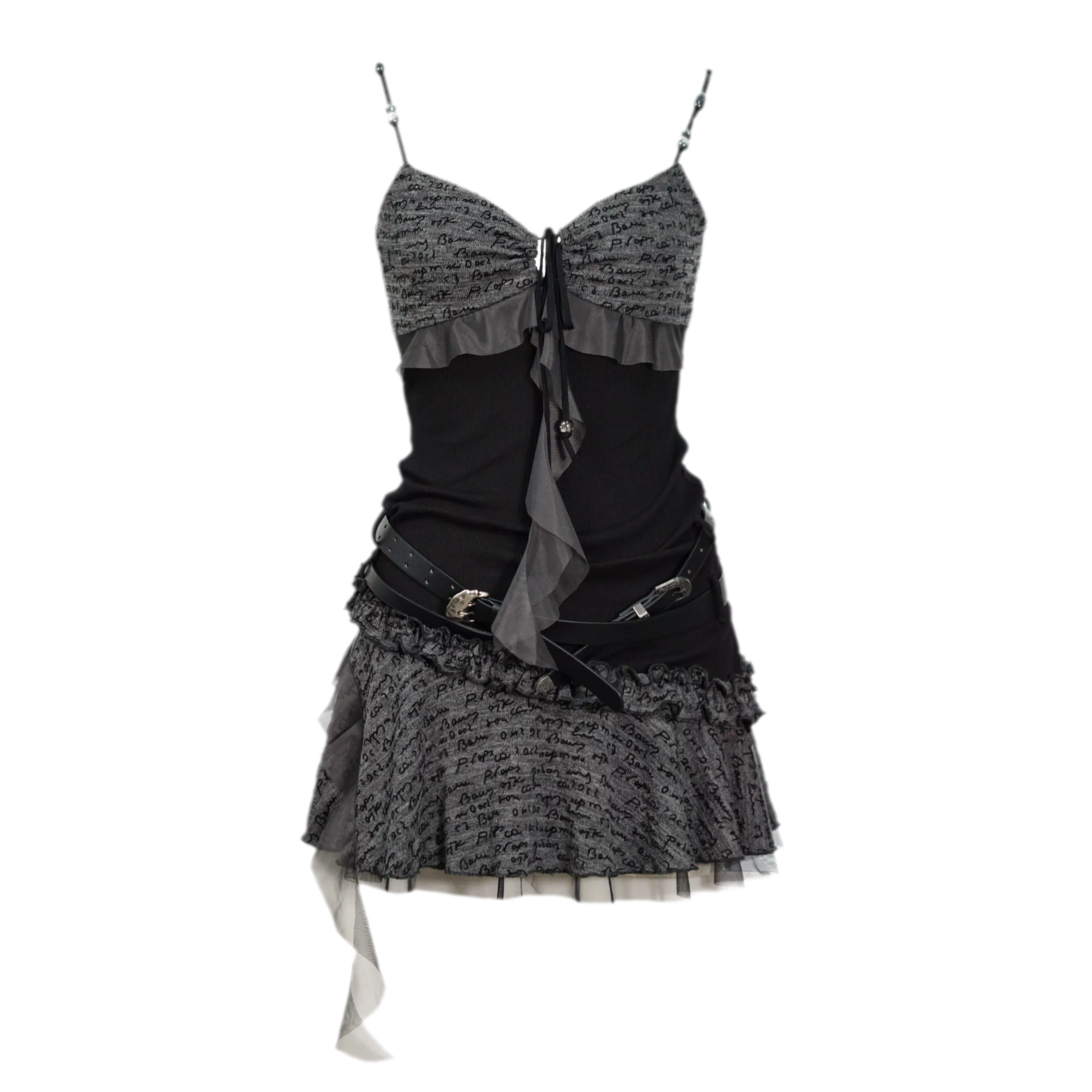 Ruched Mesh Strap Dress