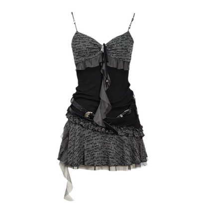 Ruched Mesh Strap Dress