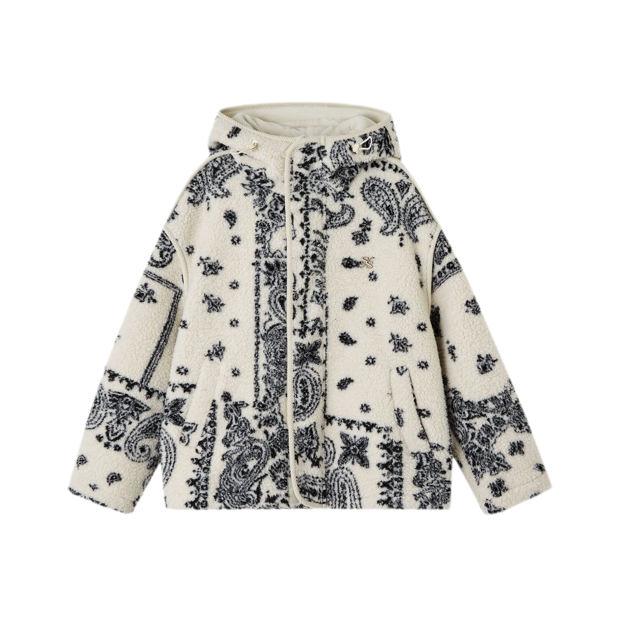 Jacquard Plush Fleece Hooded Jacket