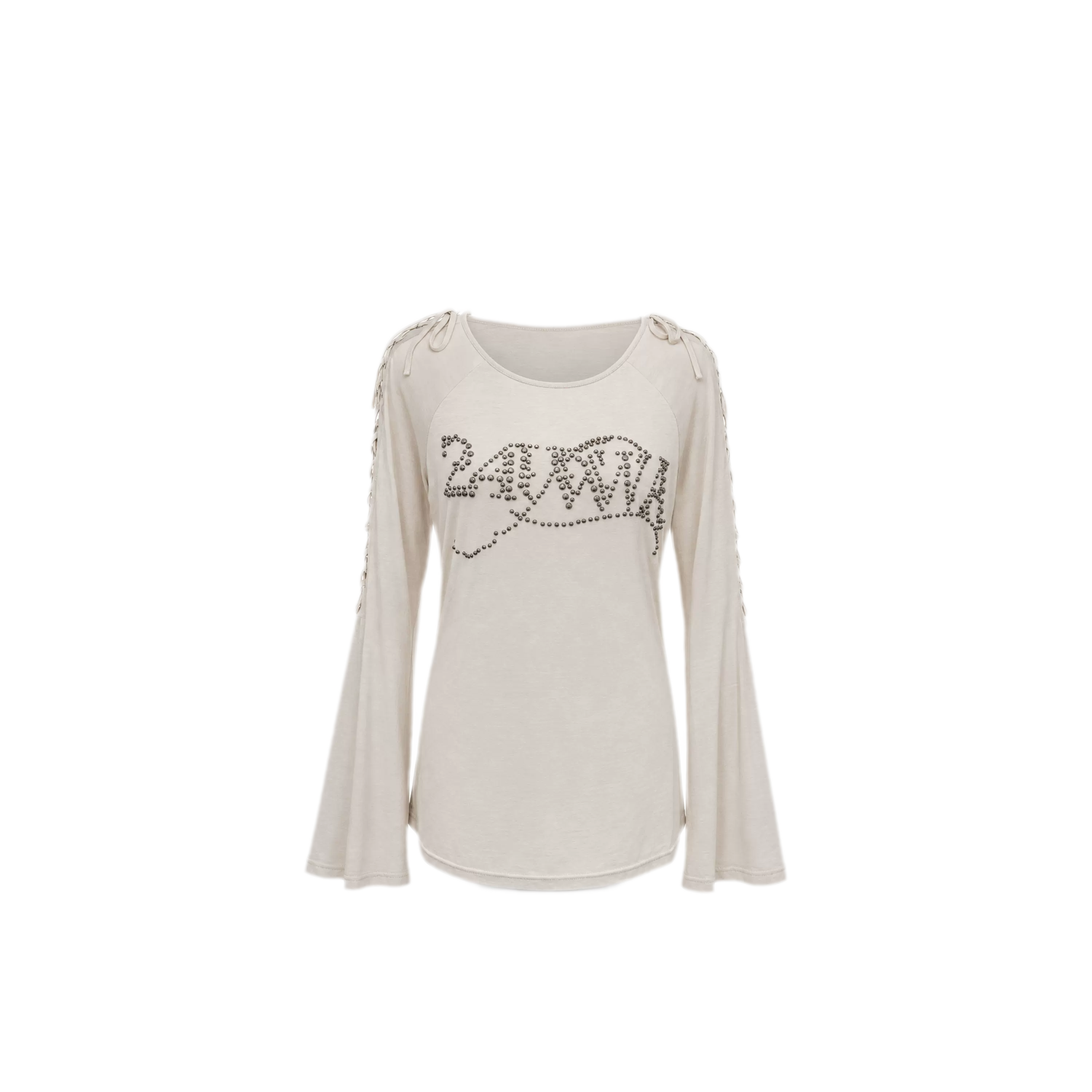 Rhinestone Strap Off-Shoulder T-Shirt