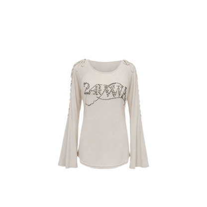 Rhinestone Strap Off-Shoulder T-Shirt