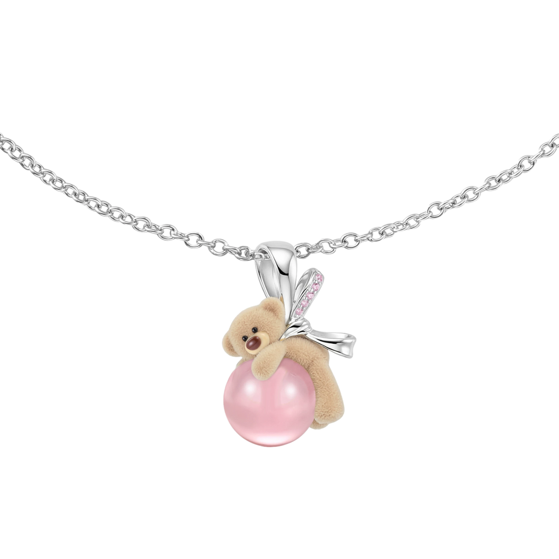 Bear Hug Pearl Pendant Necklace