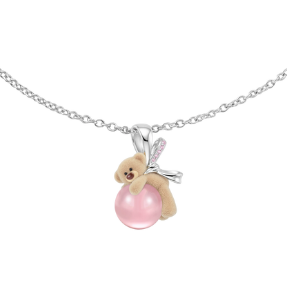Bear Hug Pearl Pendant Necklace