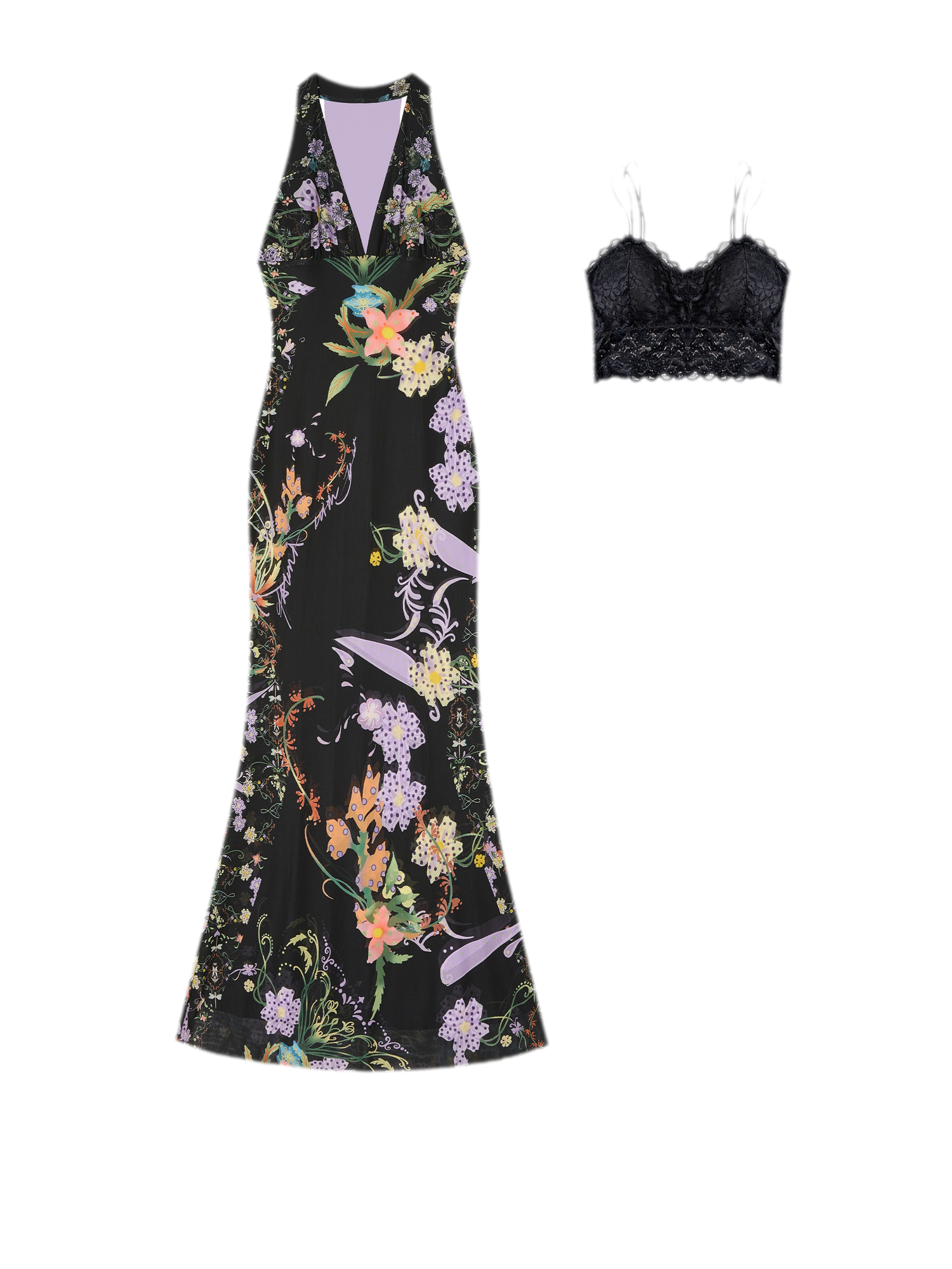 Romantic Floral Halter Long Dress