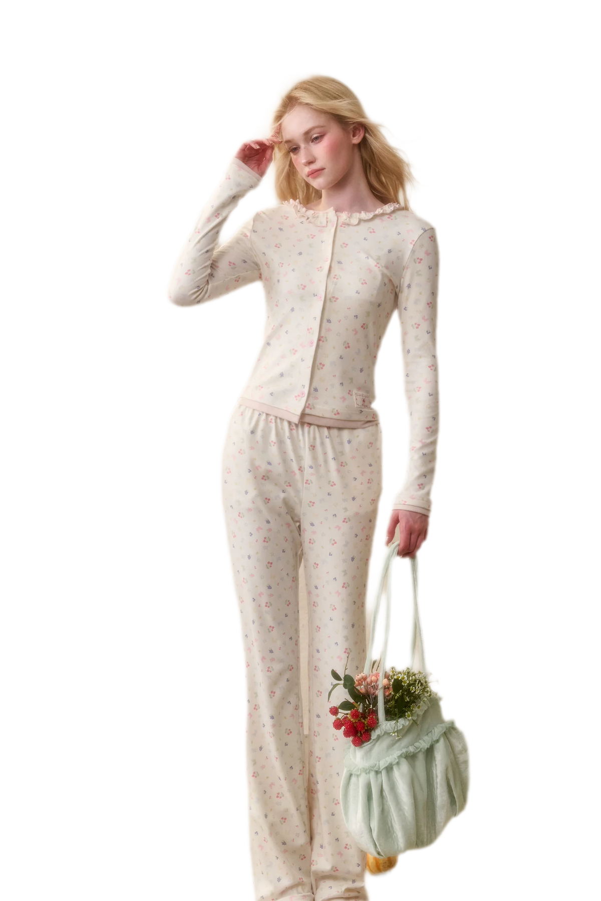 Fruit Print Layered Knit Set
