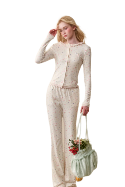 Fruit Print Layered Knit Set