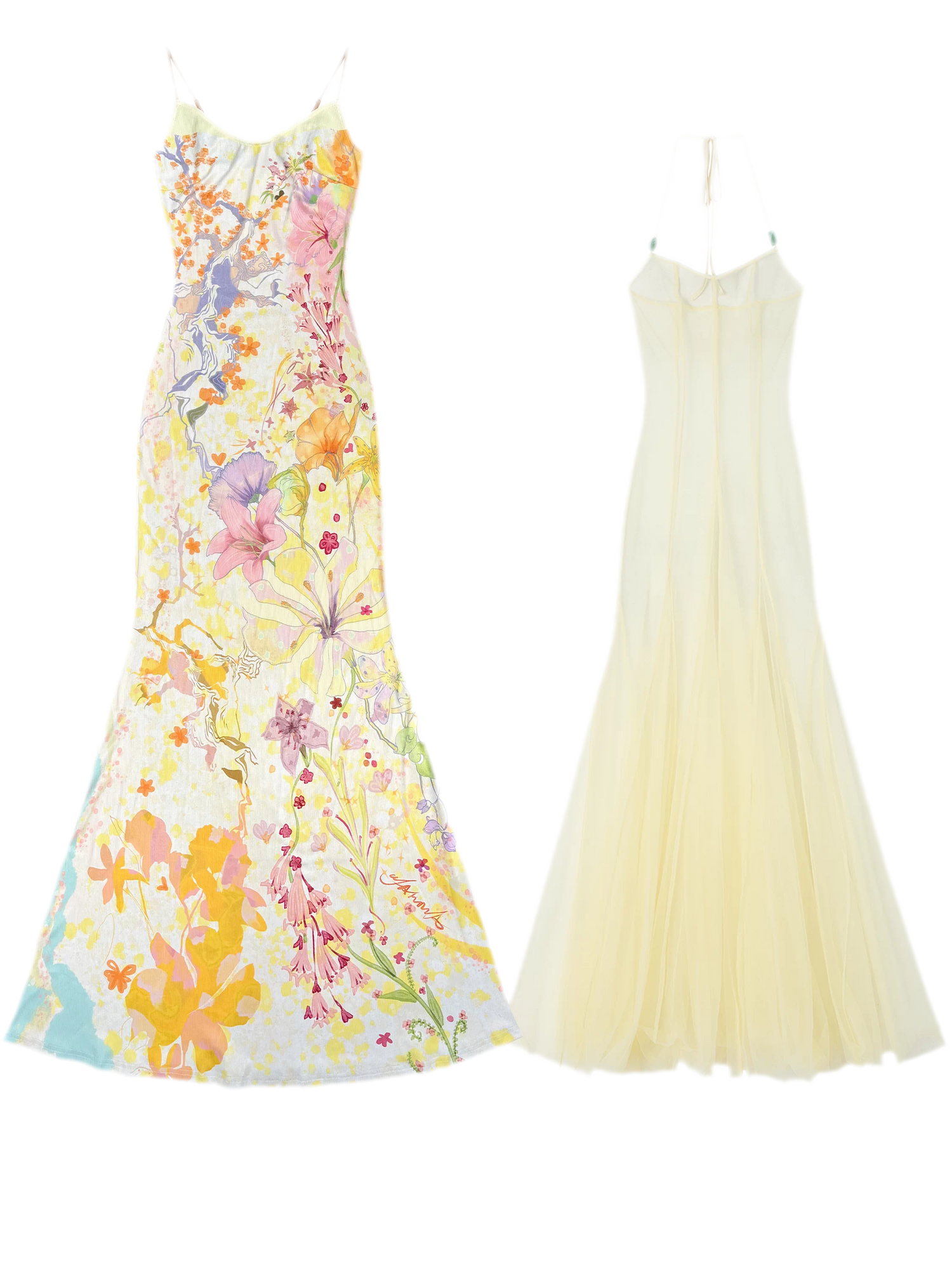 Oil-Painted Print Organza Set