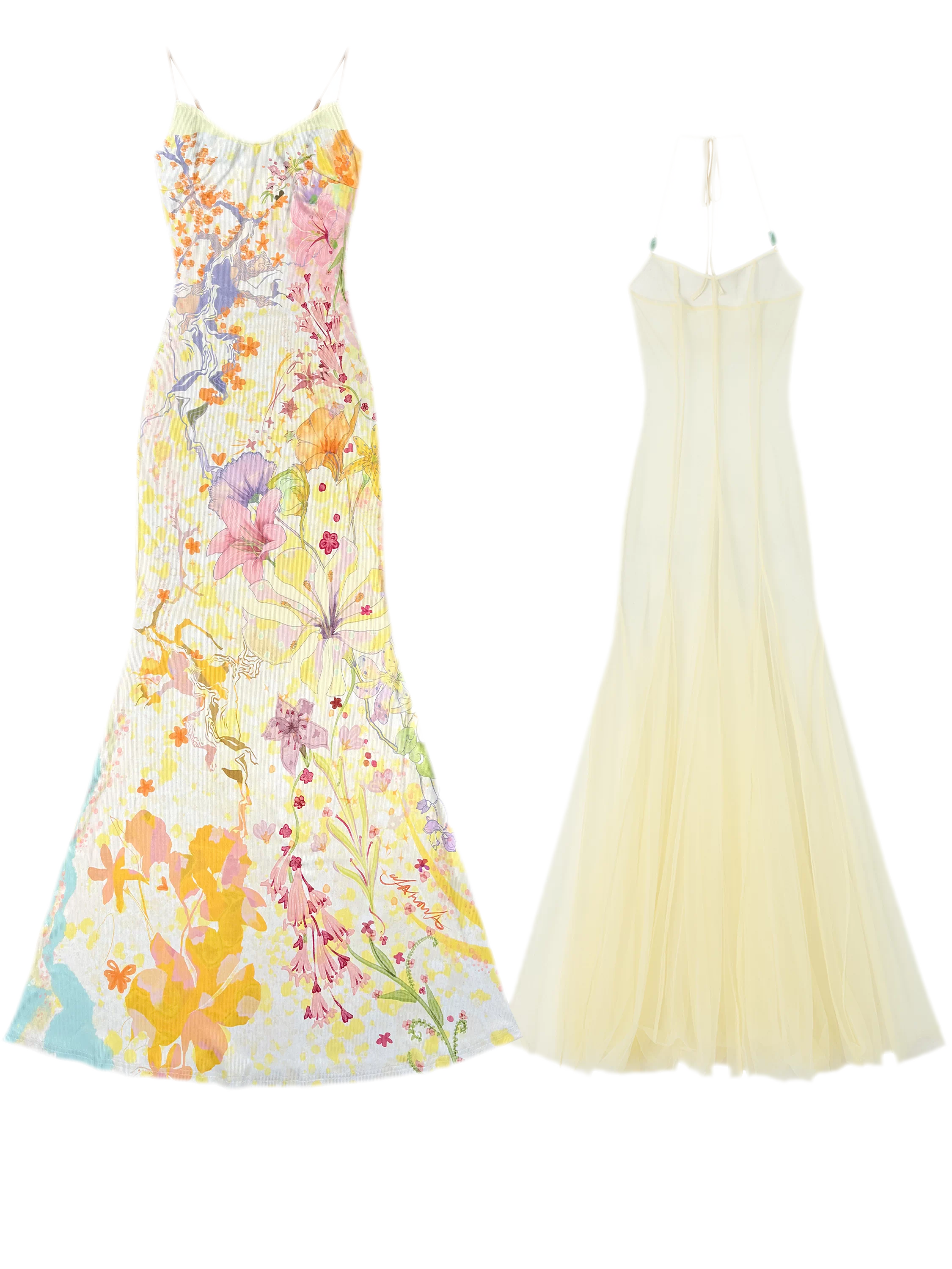 Oil-Painted Print Organza Set
