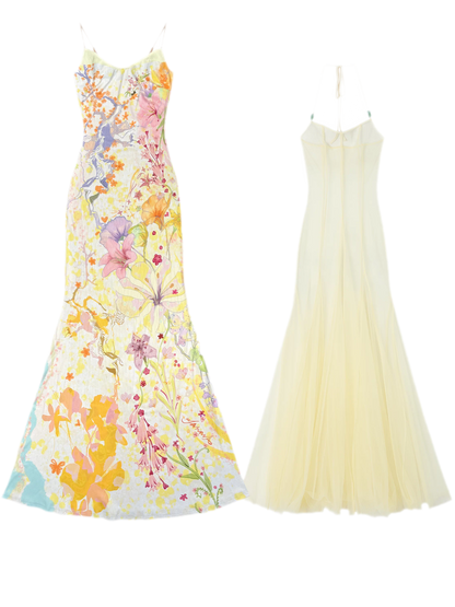 Oil-Painted Print Organza Set