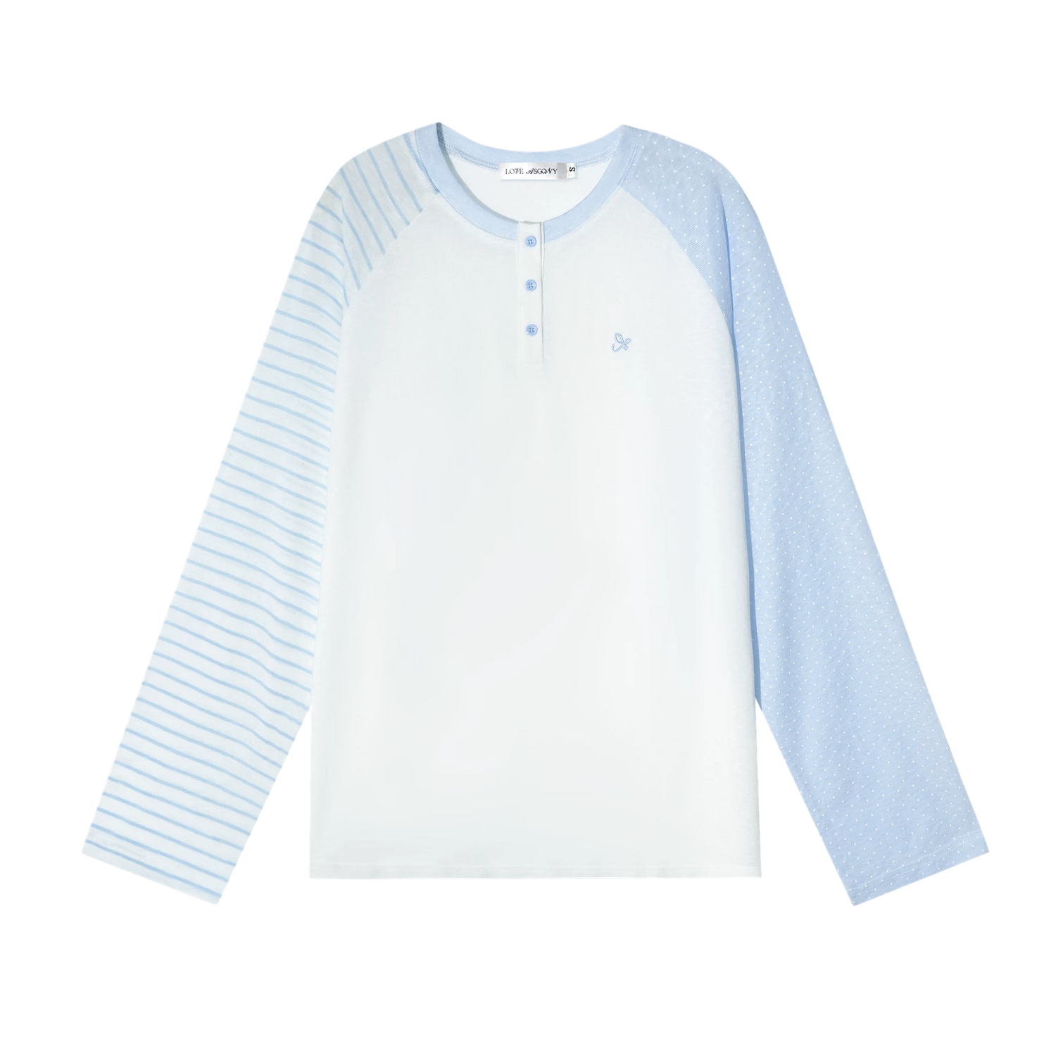 Striped Polka Dot Raglan Sleeve Long Sleeve Pullover