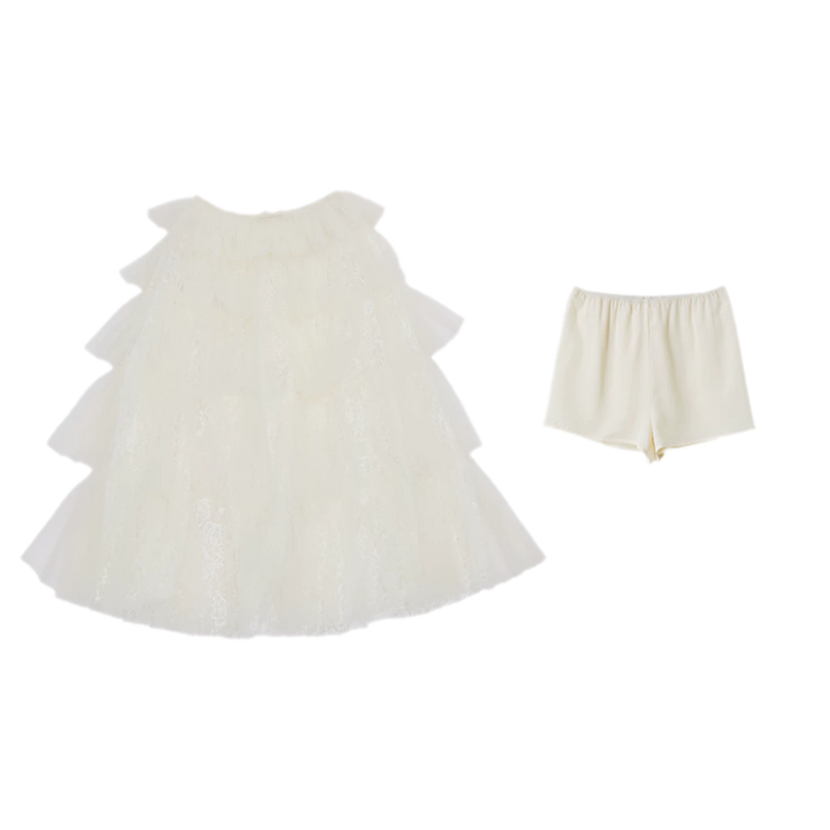 Chân váy maxi voan lưới xếp tầng nhún