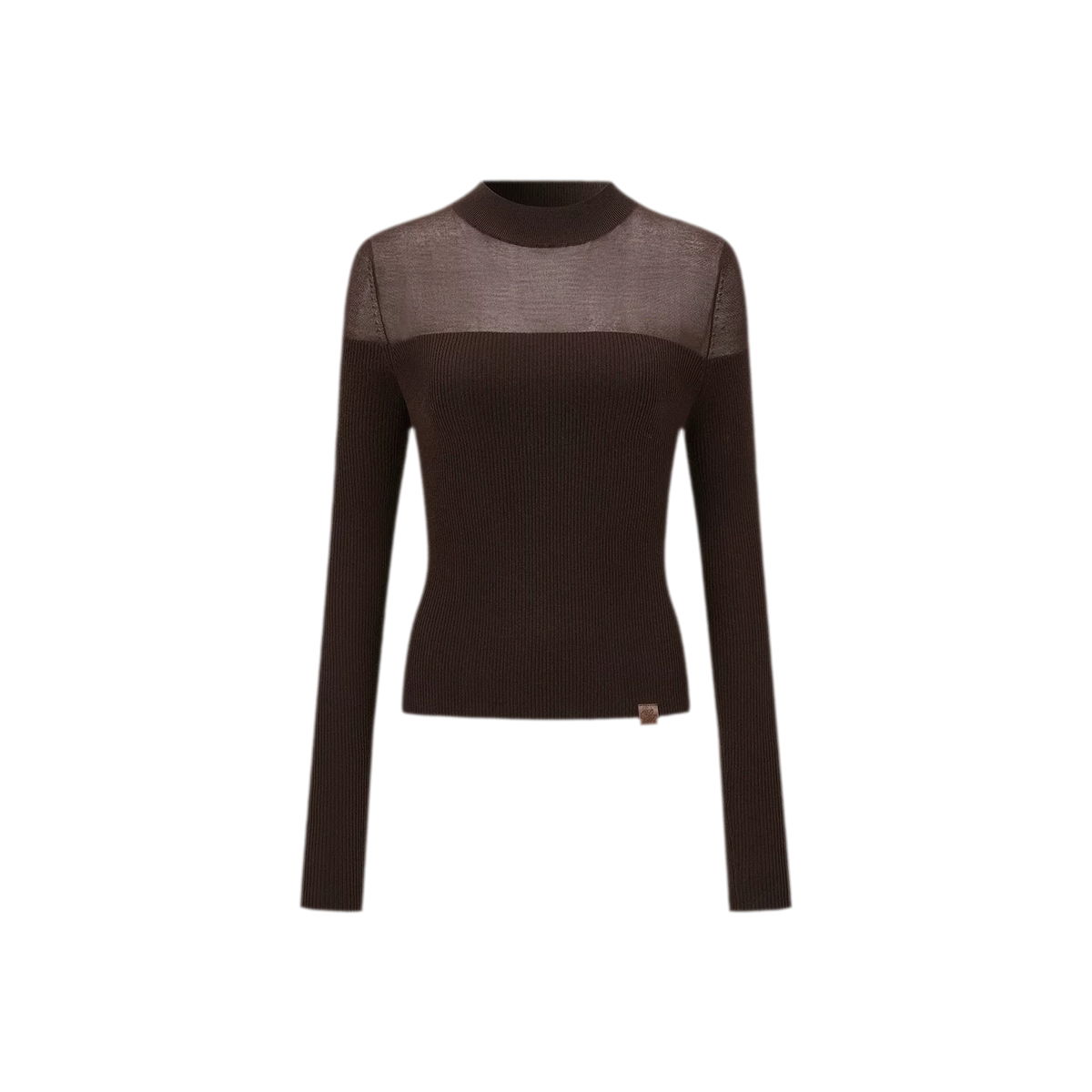 Sheer Mesh Mock-Neck Knit Top