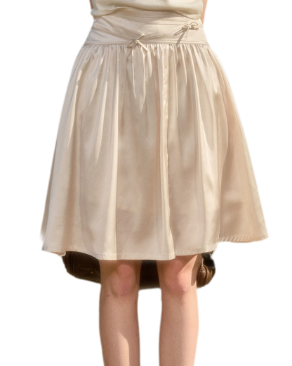 Satin Bow A-Line Skirt