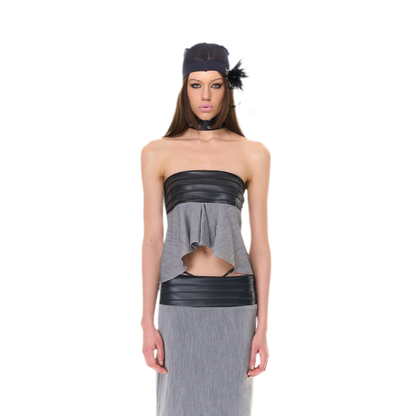 Textured Peplum Skirt Set