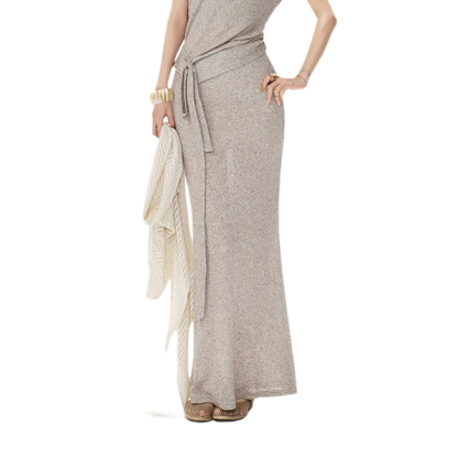 Melange Tie-Waist Skirt Set