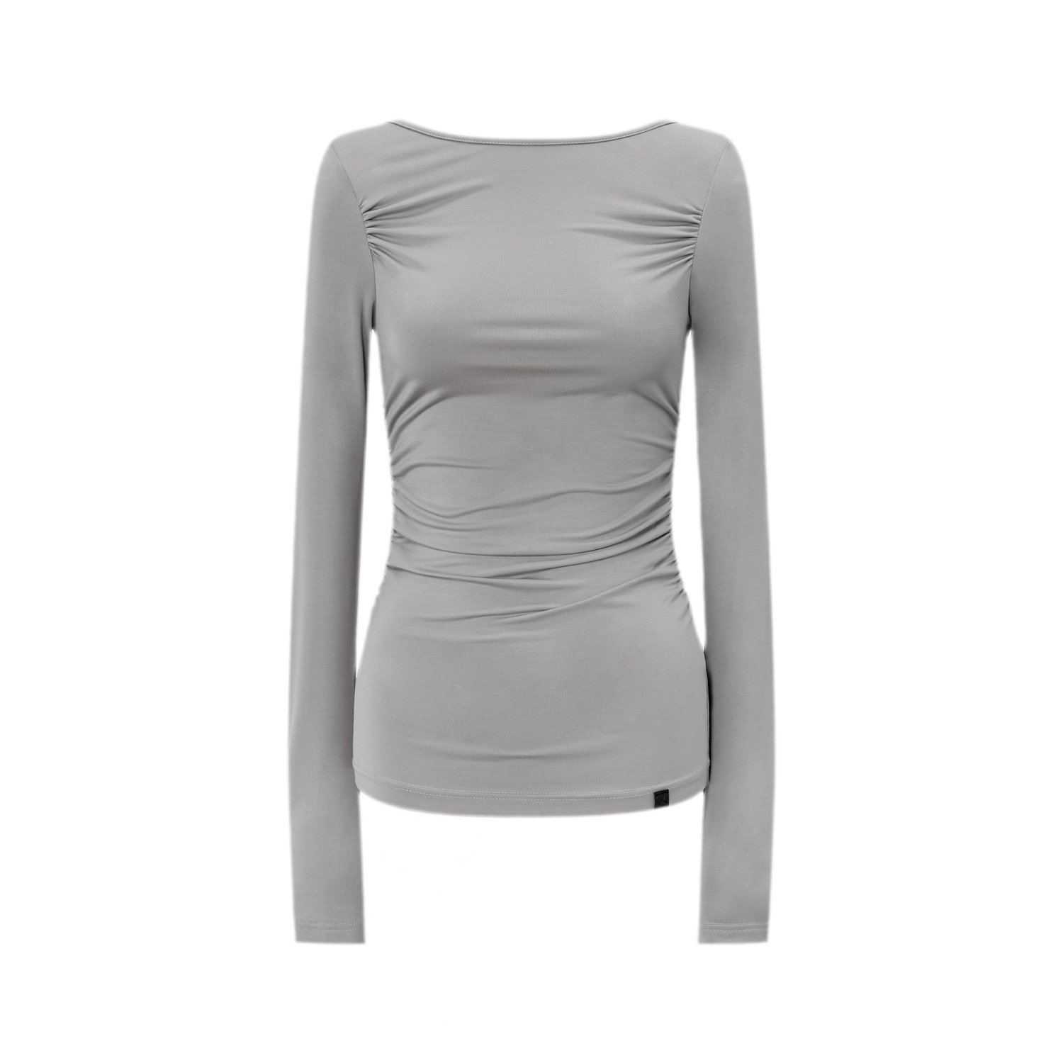 Modal Ruched Fitted Long-Sleeve T-Shirt