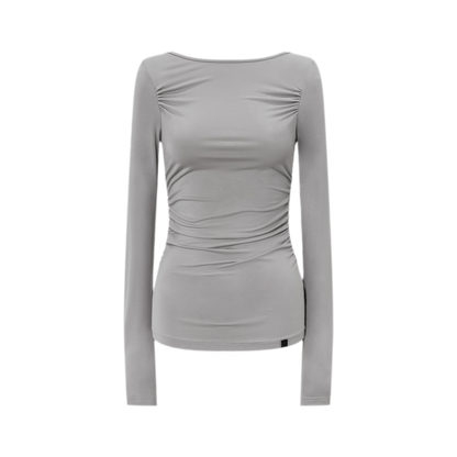 Modal Ruched Fitted Long-Sleeve T-Shirt