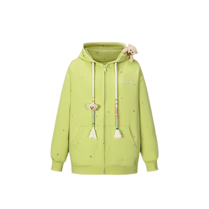 Polka Dot Embroidered Hoodie