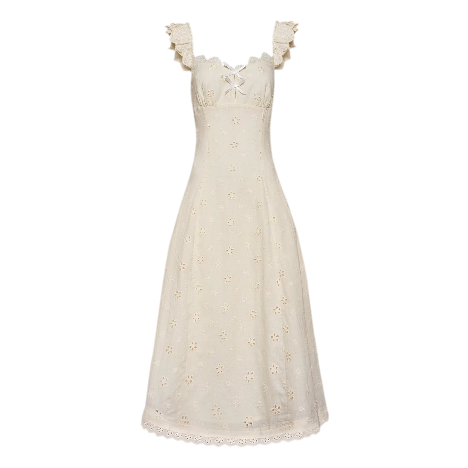 Embroidered Lace Flutter Sleeve Dress
