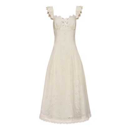 Embroidered Lace Flutter Sleeve Dress