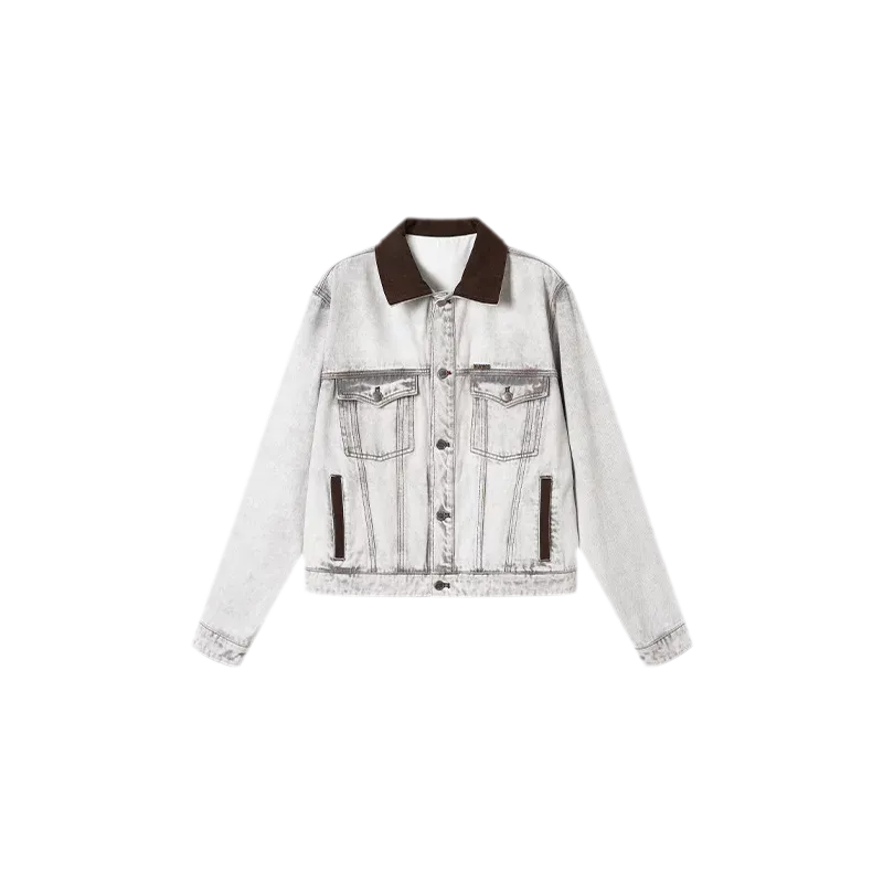 Enzyme Washed Suede-Panel Jacket
