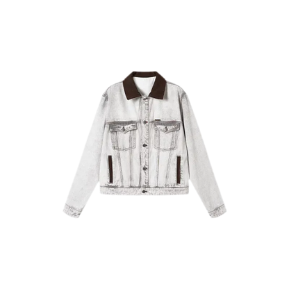 Enzyme Washed Suede-Panel Jacket