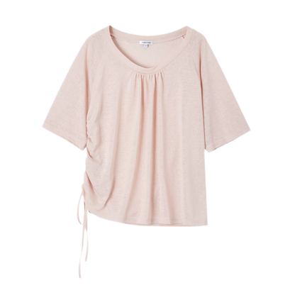 V-Neck Ruched Knit Tee