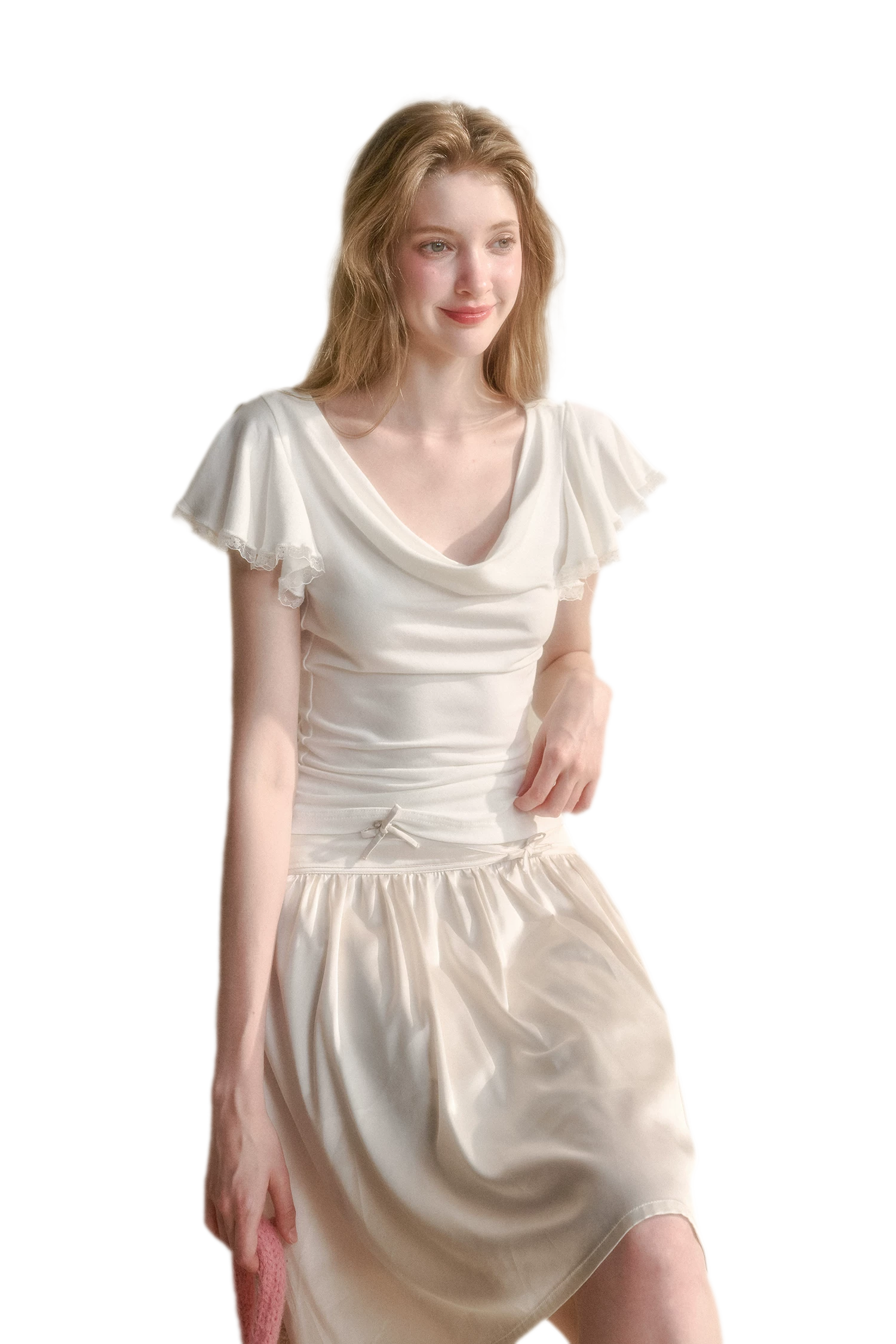 Airy V-Neck Ribbed T-Shirt