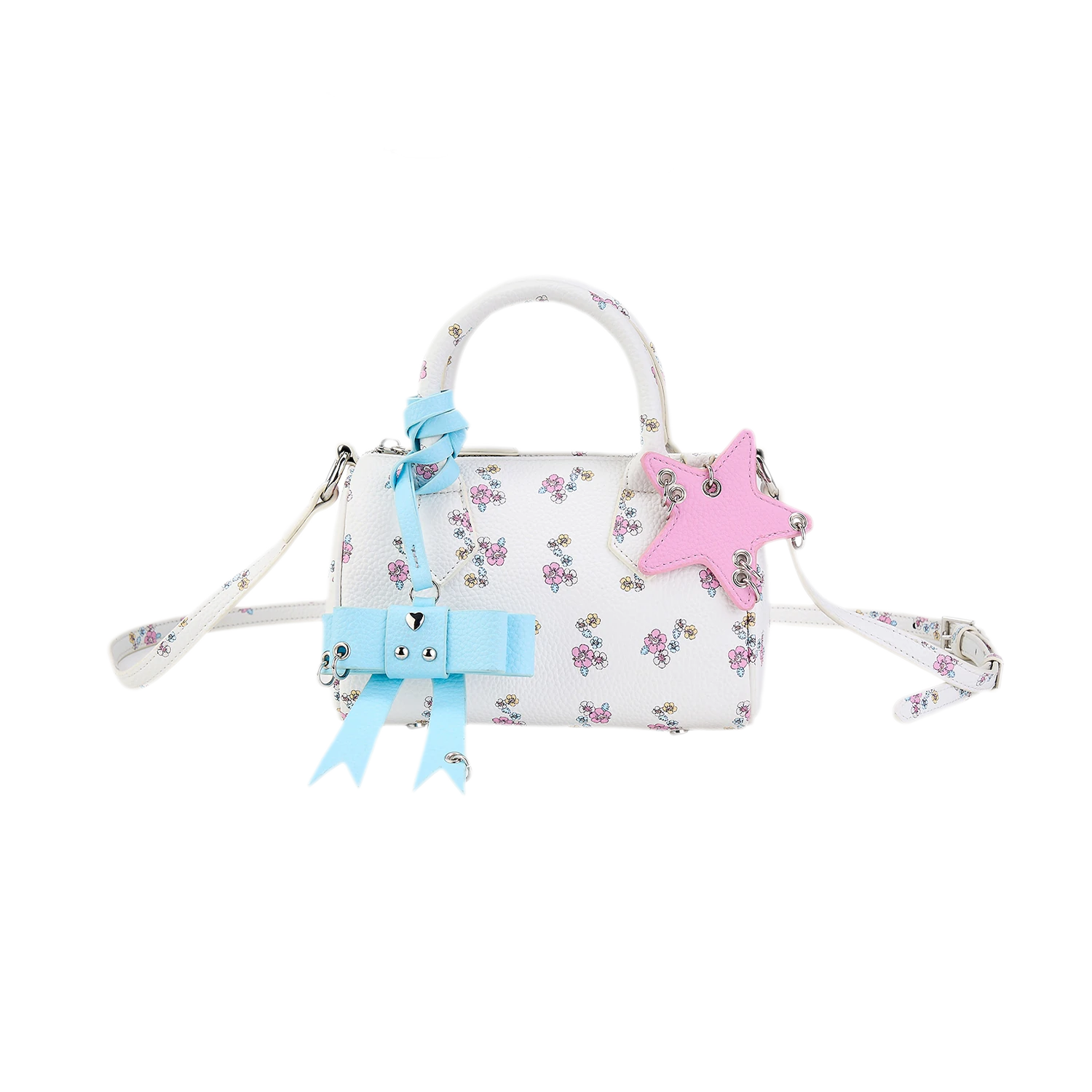 Floral Print Bow Boston Bag