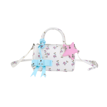 Floral Print Bow Boston Bag