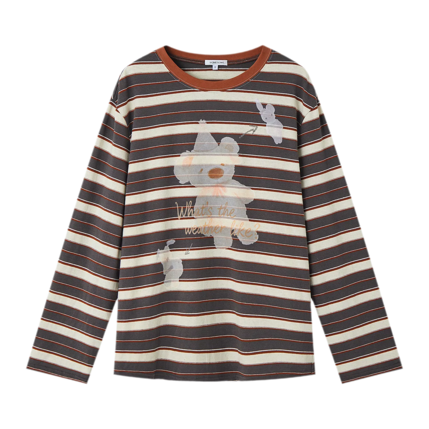 Vintage Striped Bear Graphic T-Shirt