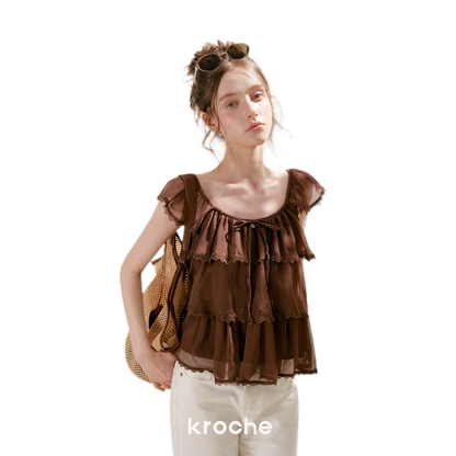 Tiered Ruffle Chiffon Blouse