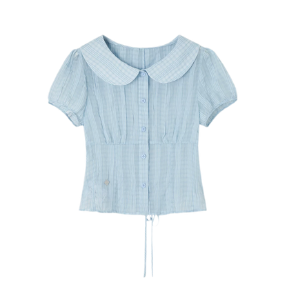 Lace Trim Puff Shirt
