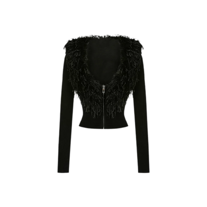 Wool Blend V-Neck Jacket