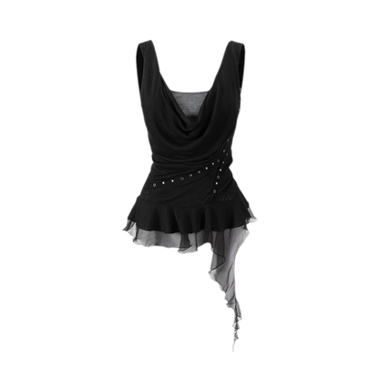 Dyed Chiffon Cowl Tank