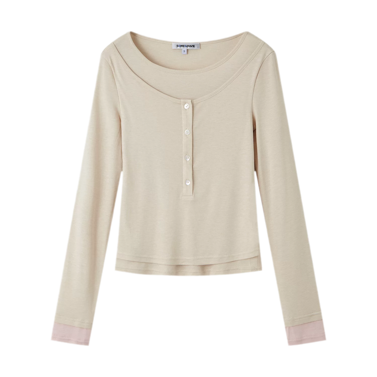 Contrast Cuff Layered Long-Sleeve T-Shirt