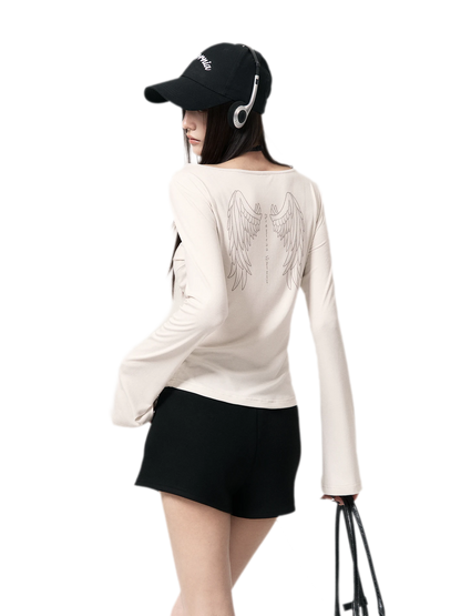 Angel Wing Printed Long-Sleeve Tee