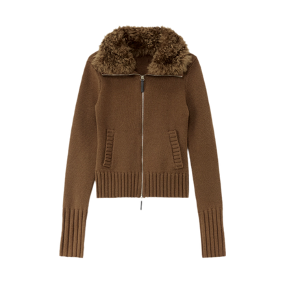 Wool Ribbed Fitted Cardigan