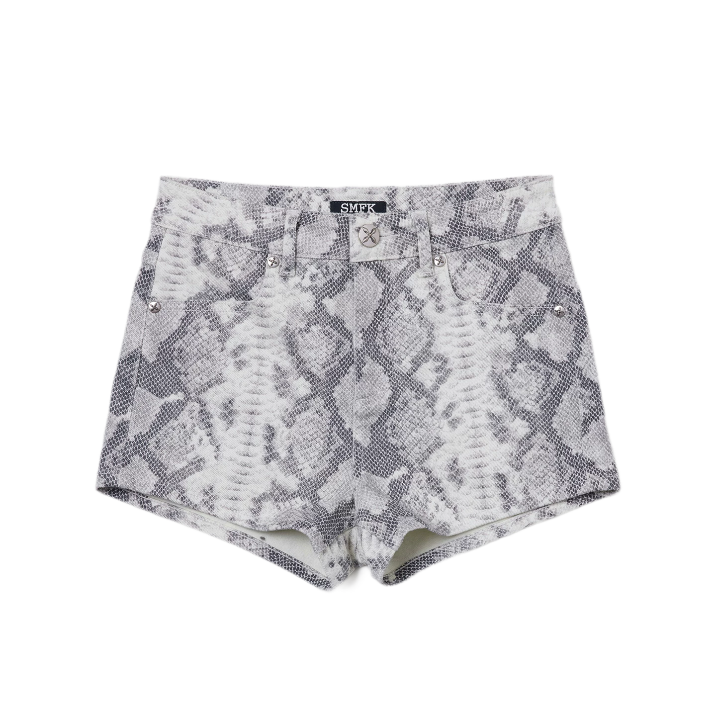 High Waist Denim Shorts with Leopard/Snake Print