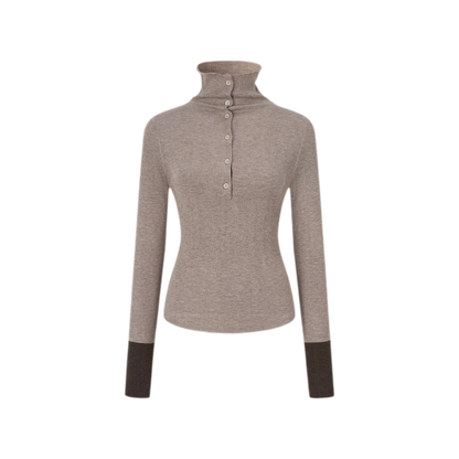 Pull ajusté côtelé à blocs de couleurs