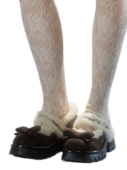 Plush Bow Platform Mary Janes