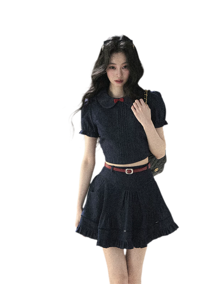 Seaside Pintuck Denim Set