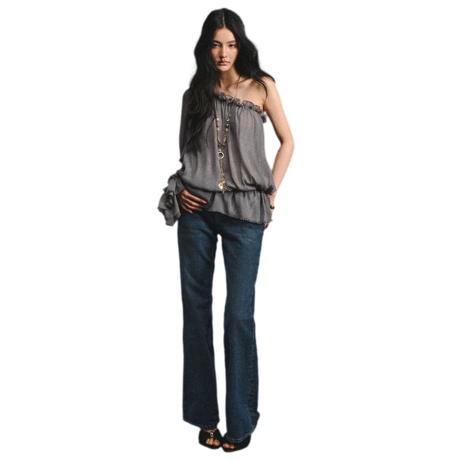 One-Shoulder Chiffon Blouse