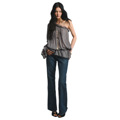 One-Shoulder Chiffon Blouse
