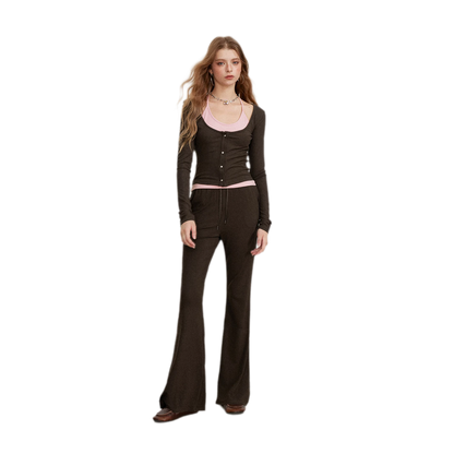 Contrast Tie Layered Pants Set