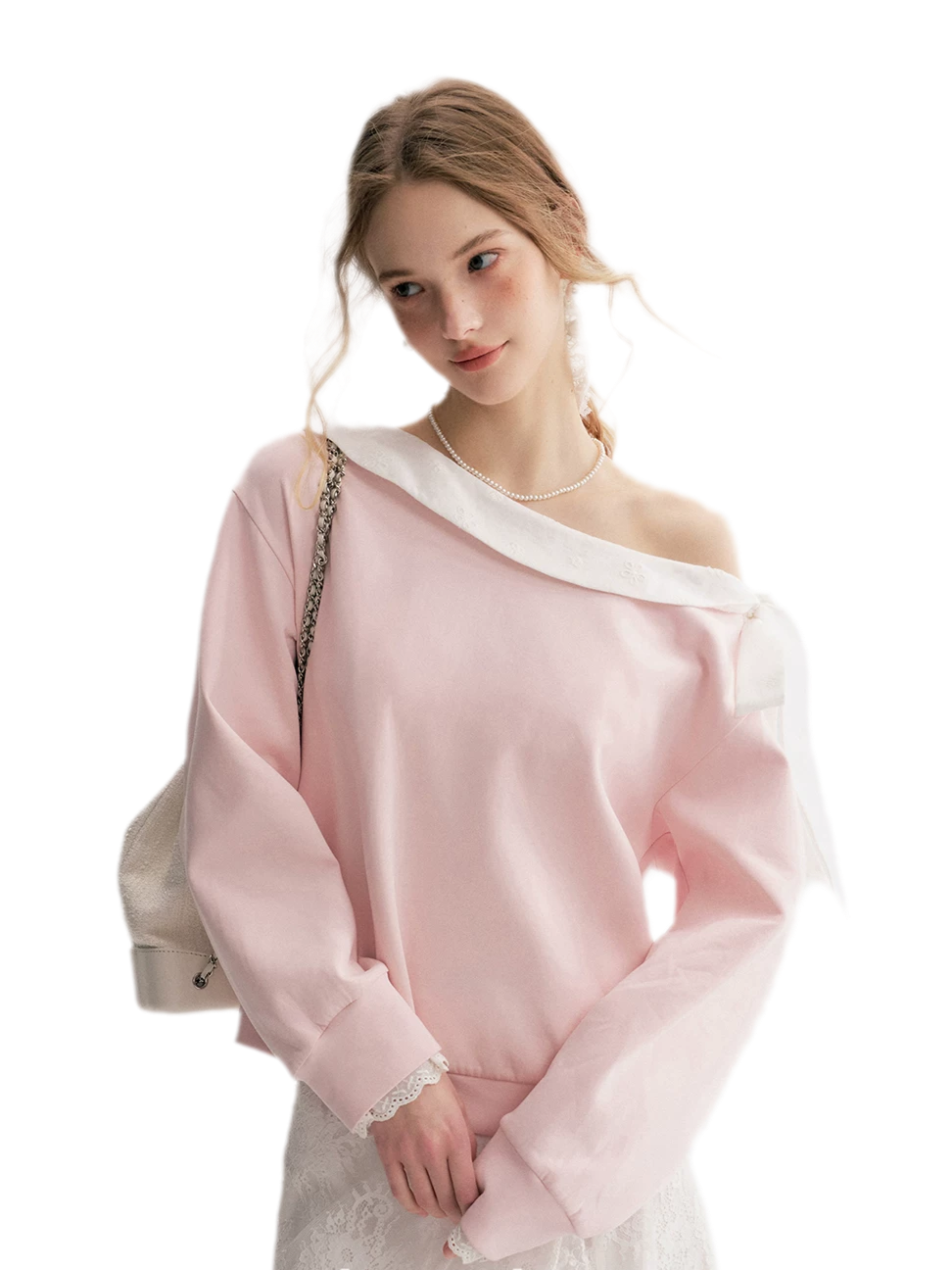 Balletcore Lace Collar Sweatshirt
