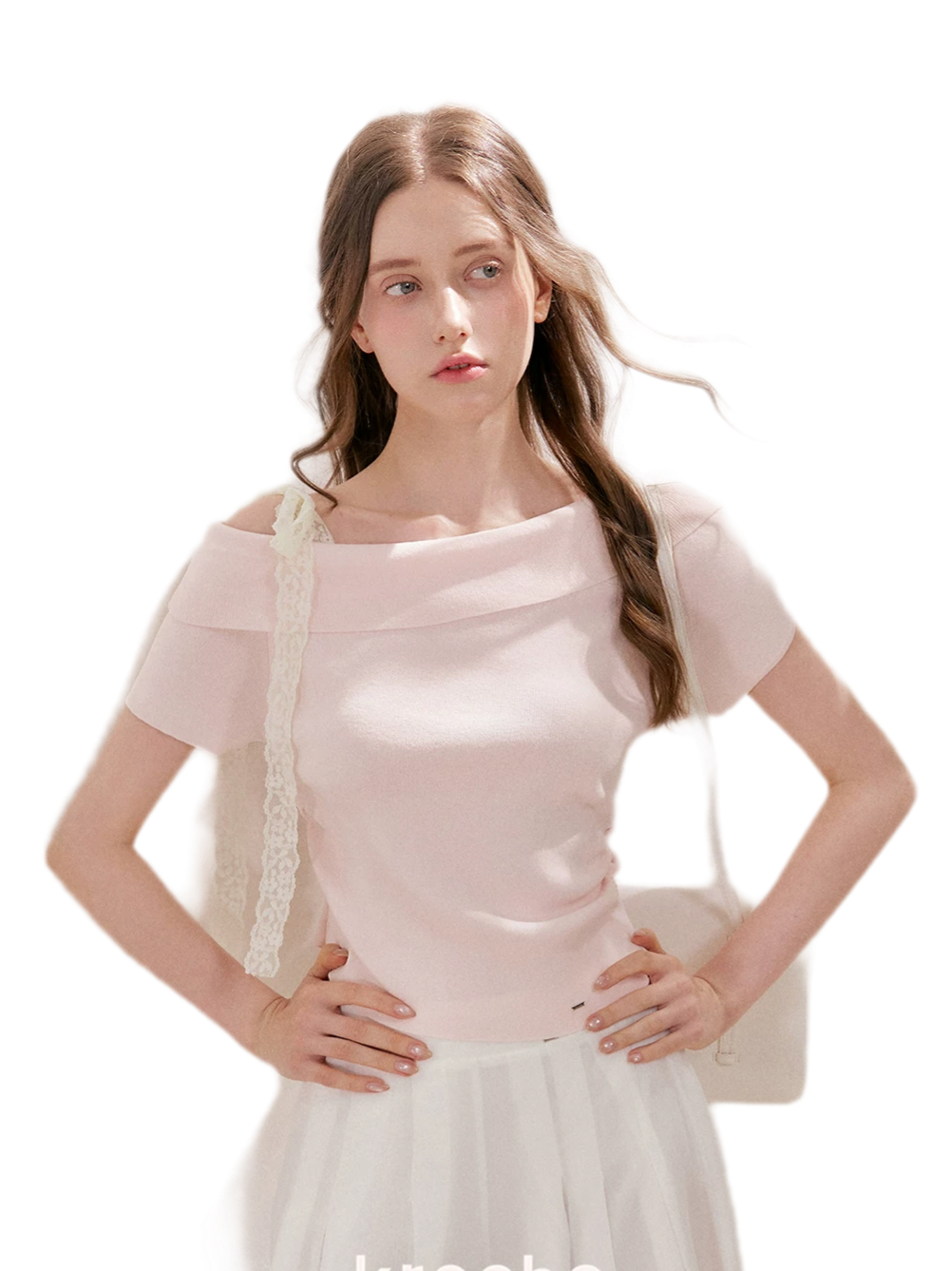 Lace Trim Ruched Knit Top